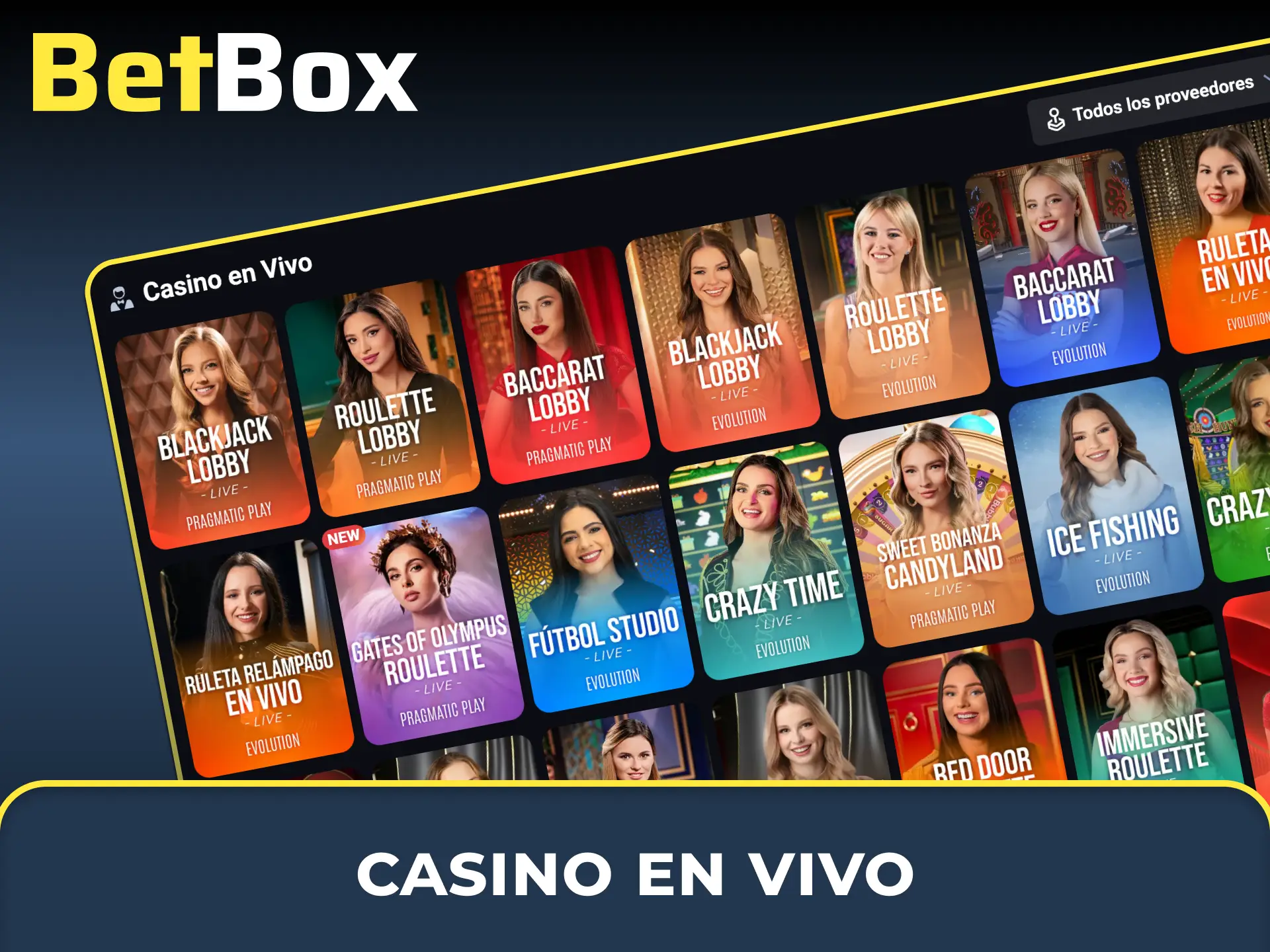 Sentí la emoción de jugar en directo con crupiers reales en el Casino en Vivo de BetBox Casino.