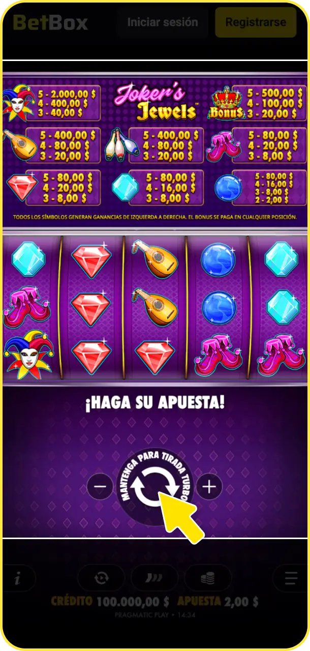 Iniciá la partida y disfrutá de la emoción de ganar al instante en BetBox Casino.