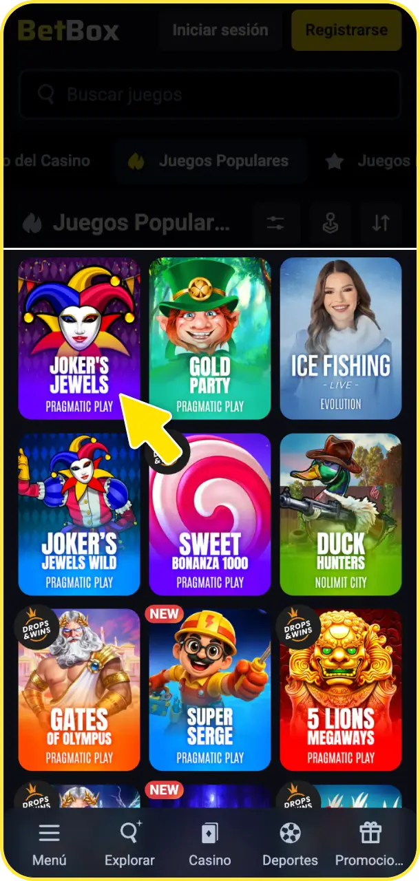 Revisá la información del juego para conocer sus reglas, pagos y funciones especiales en BetBox Casino.