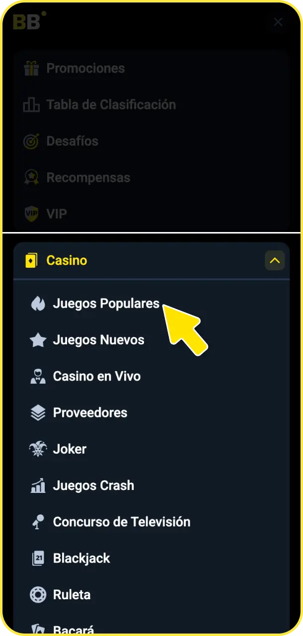 Ingresá a la sección de juegos para explorar todo el catálogo disponible en BetBox Casino.