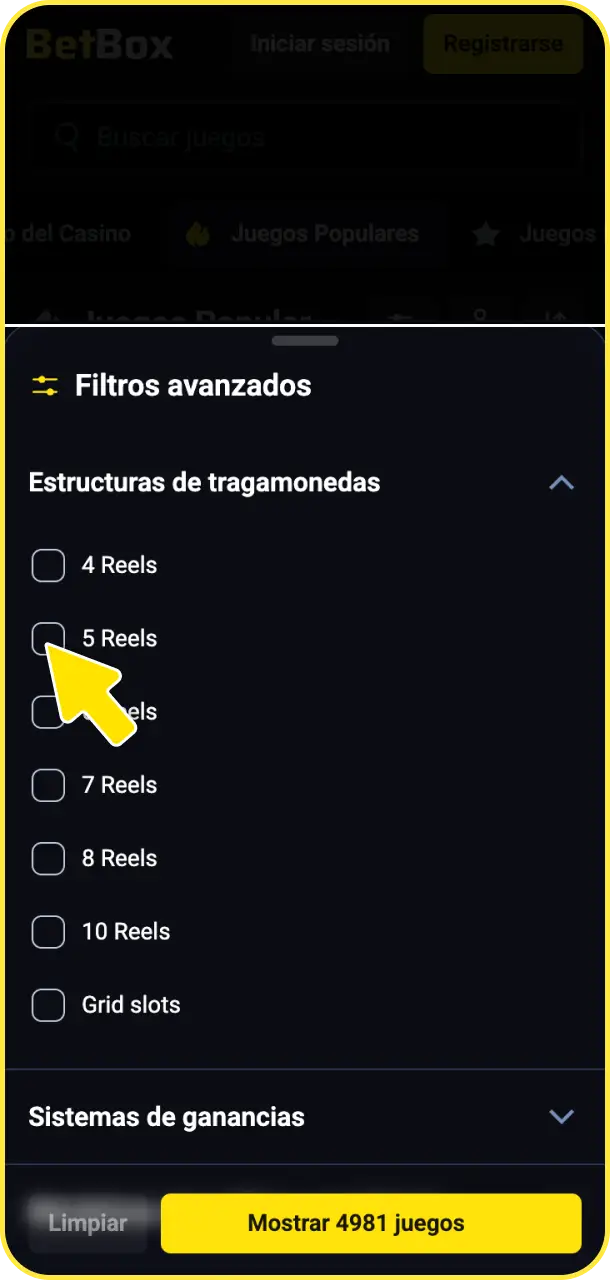 Elegí un título entre tus tragamonedas o juegos de mesa favoritos en BetBox Casino.